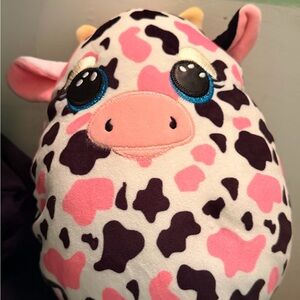 Pink & Black Cow “Milkshake” Plush Pillow TY